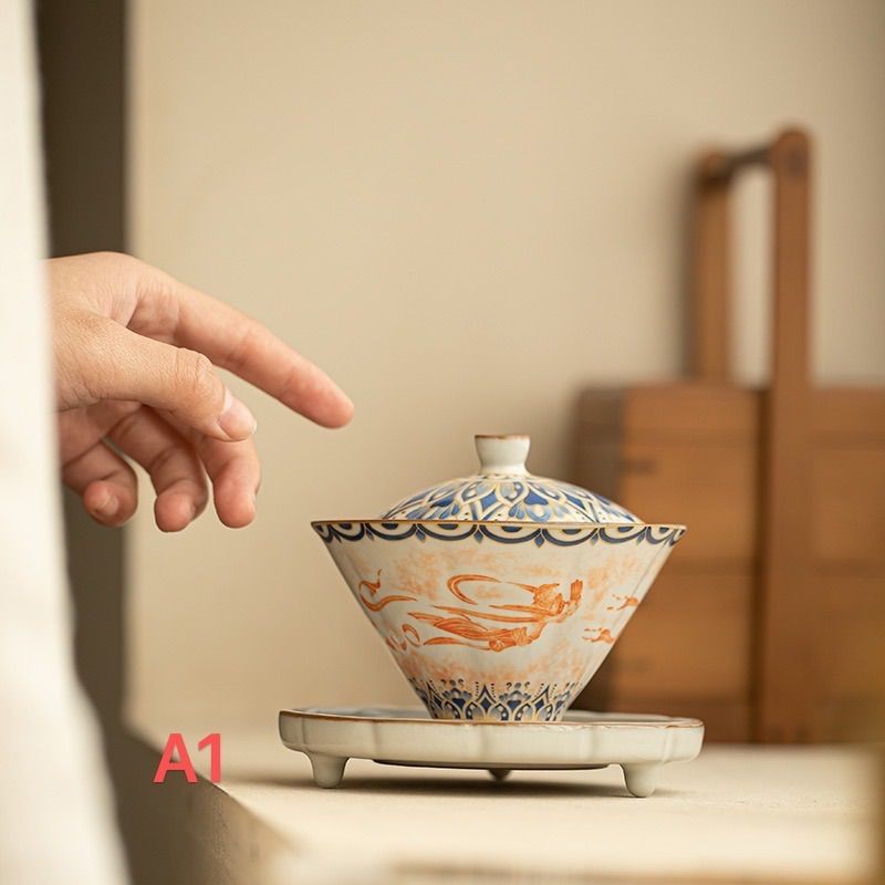景徳鎮セラミックラビング、飛ぶ敦煌ボウル陶磁器茶碗