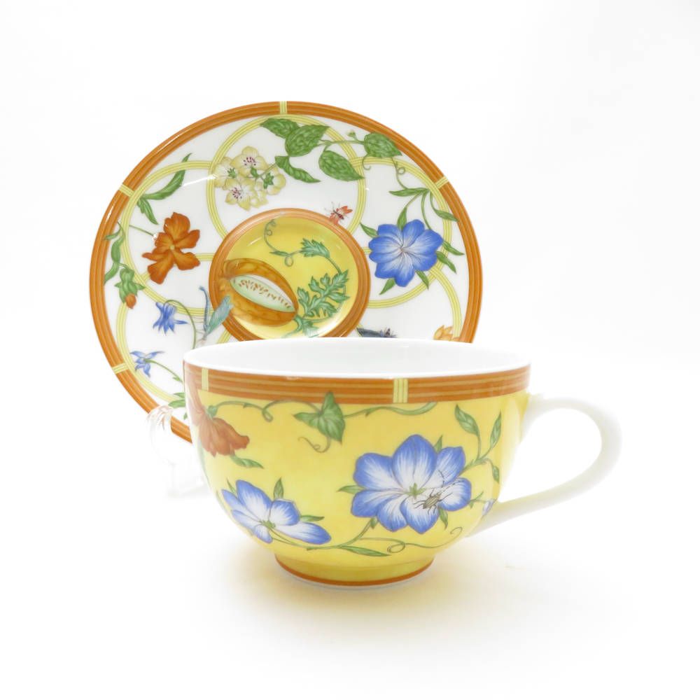 エルメスカップとソーサーシエスタイエロー三客アイランド１客　全部四客 HERMES エルメス シエスタ ティーセット 6点セット Hermes Siesta