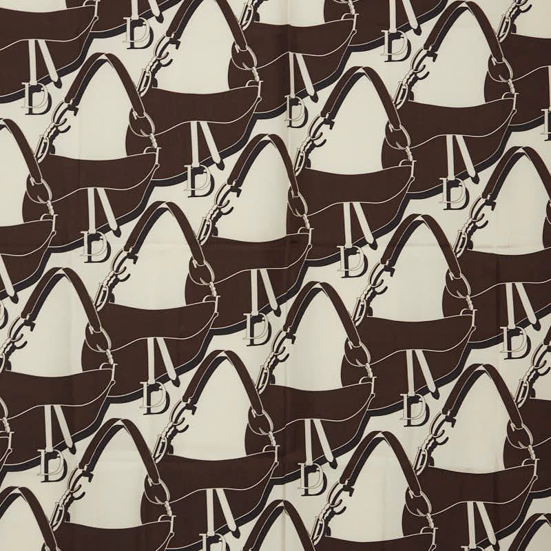 ディオール サドルバッグ モチーフ ホワイト ブラウン シルク レディース Dior 1-0229424