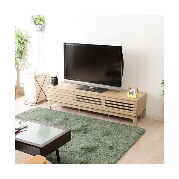 テレビ台 ローボード 約幅150cm ナチュラル AV機器収納対応 コード穴 引き出し 脚付き ライン リビング ダイニング