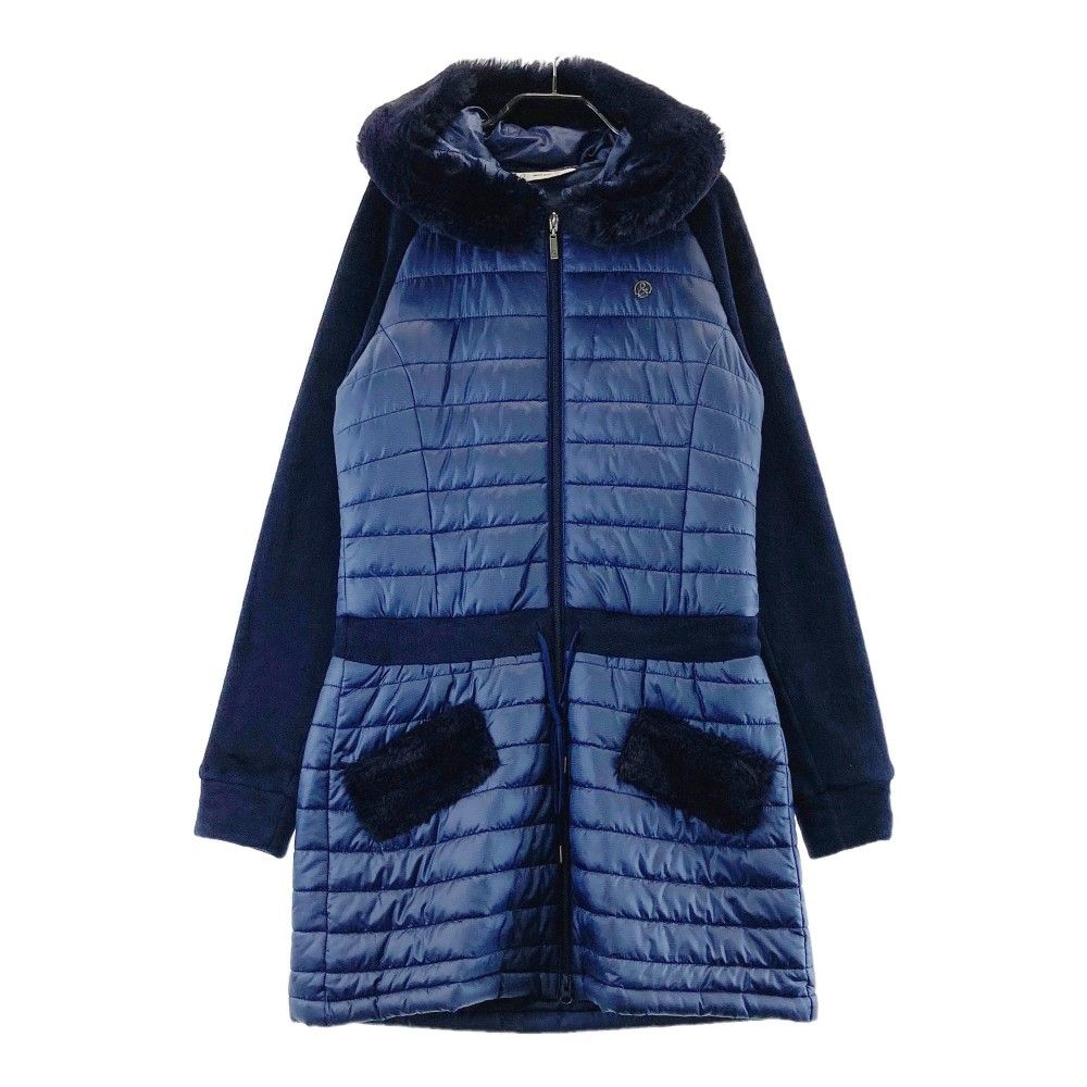 【美品】and per se アンパスィ 中綿 ワンピース ロング ネイビー and per se アンパスィ 中綿ワンピース ネイビー 一部柄