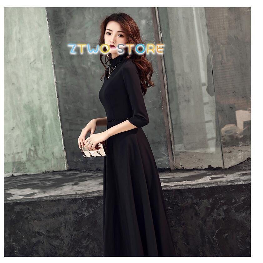 袖あり ウエディングドレス パーティードレス 結婚式ワンピース ロングドレス 30代40代 ブラック お呼ばれ 食事会 二次会 披露宴 卒業式 成人式 謝恩会0217CYB88 登場