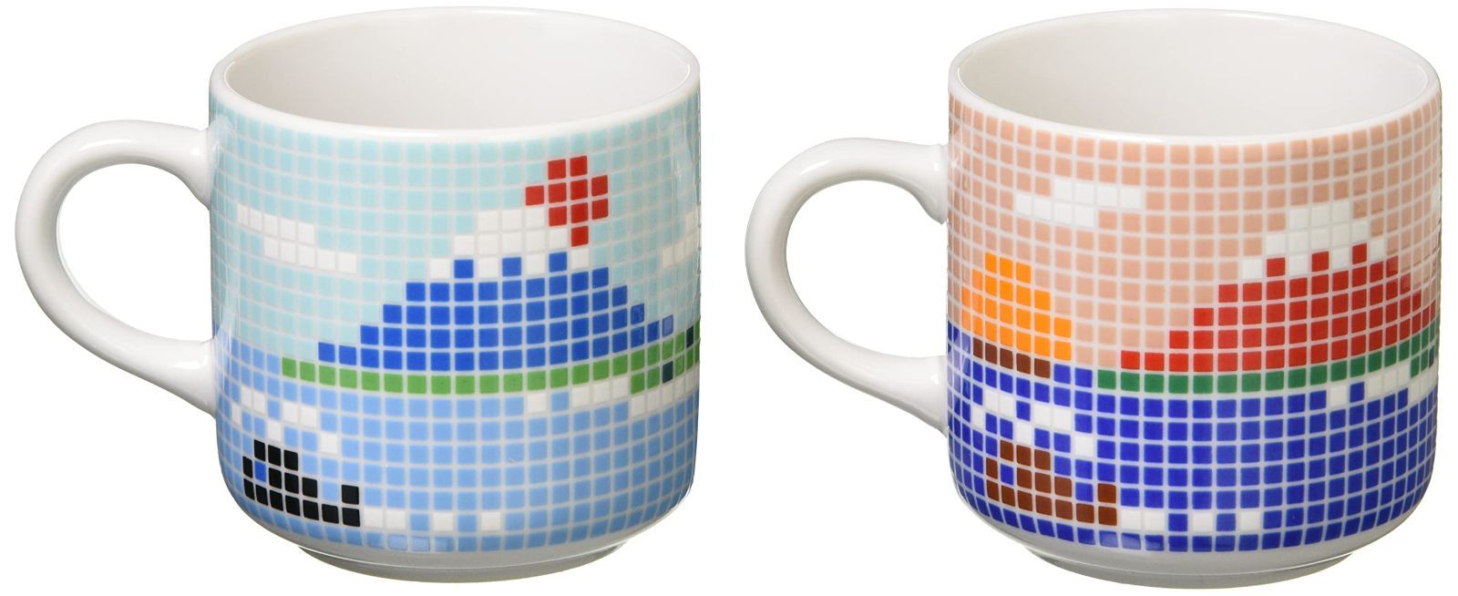 波佐見焼 タイル 西海陶器 マグ 小 ペアセット 木箱入 アオアカ 17504