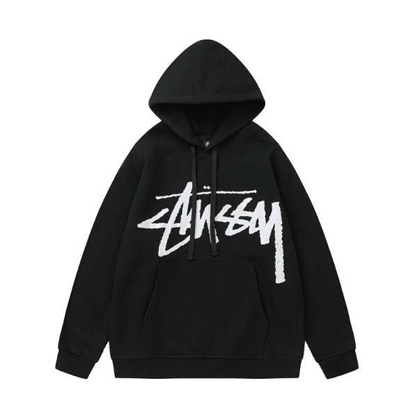 STUSSY ステューシー プルオーバーパーカー 黒 男女兼用 - メルカリ