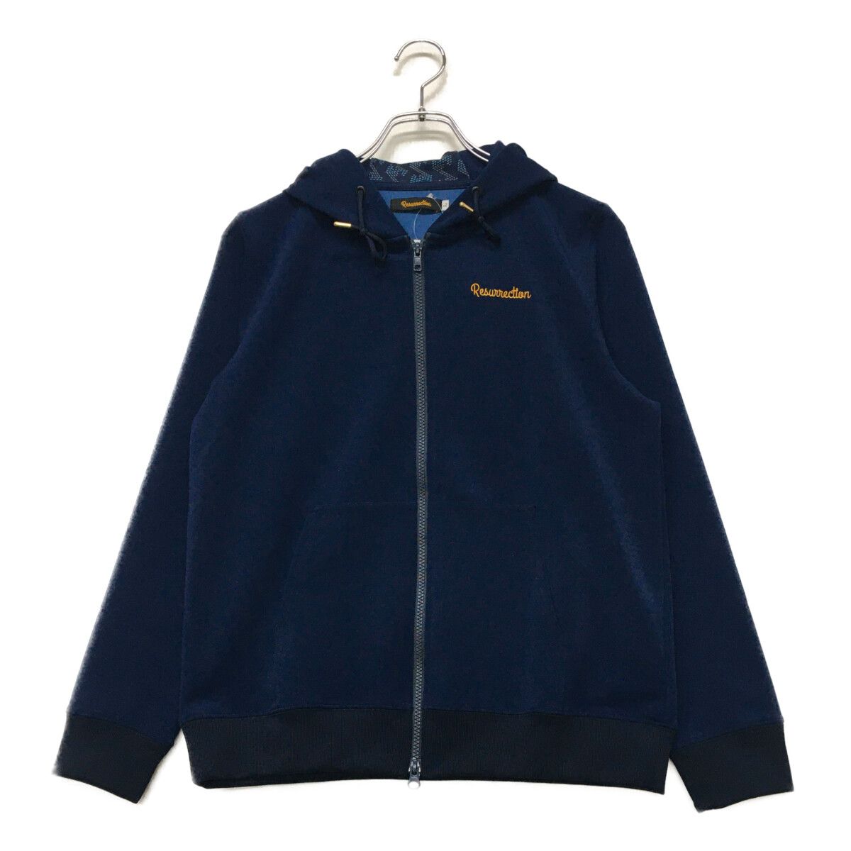 中古 レディース レザレクション Resurrection パーカー L 紺 ネイビー シンプル ダブルジップ 春秋