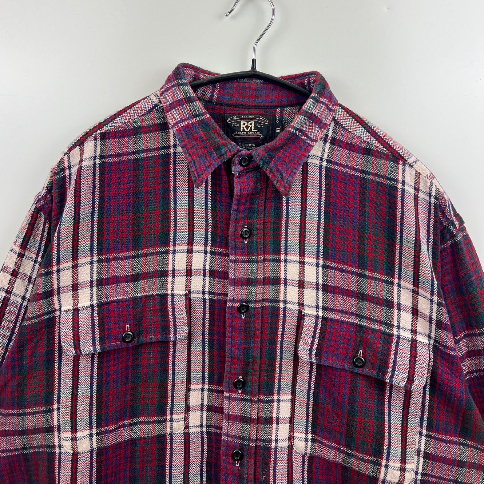 希少 90s RRL ラルフローレン ネルシャツ M 三つ星 タグ RRL RALPH LAUREN 90s VTG flannel shirts XL ダブルアールエル
