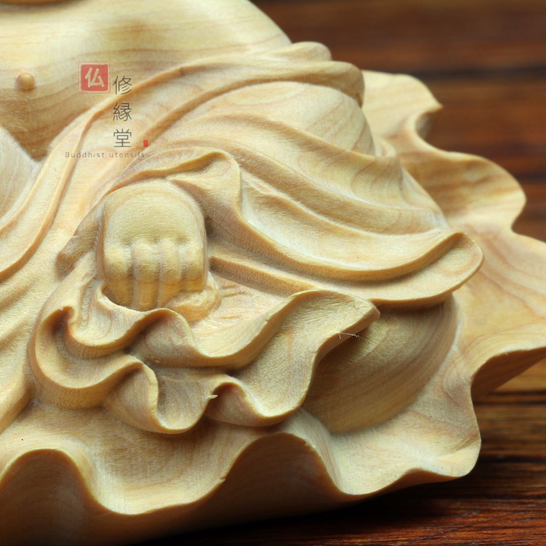 修縁堂】極上彫 木彫り 仏像 七福神弥勒仏 布袋様 彫刻 仏教工芸品