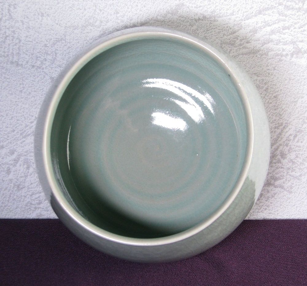 韓国人間国宝 柳海剛作 高麗青磁 象嵌 水指 美品 共箱 茶道具/25i055