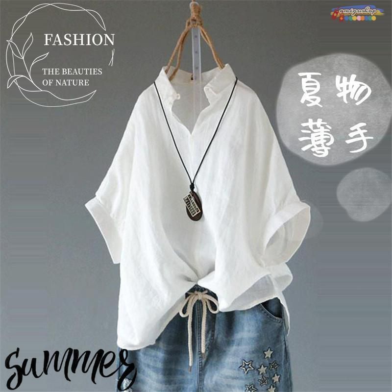全新品】シャツ レディース tシャツ 半袖 ブラウス リネン ゆったり 