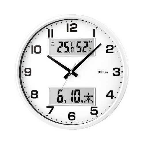 ノア精密　ＭＡＧ　デジアナ掛時計　ダブルポスト　直径３２０×４８ｍｍW-766WH-Z【ノア精密】