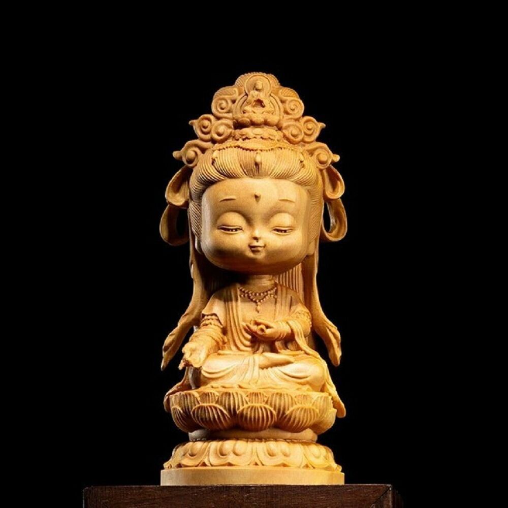 仏教美術 観音 仏像 置物 置物 仏像 二頭身 座禅菩薩 木製 観音像 彫刻 仏具 観音様 唐金