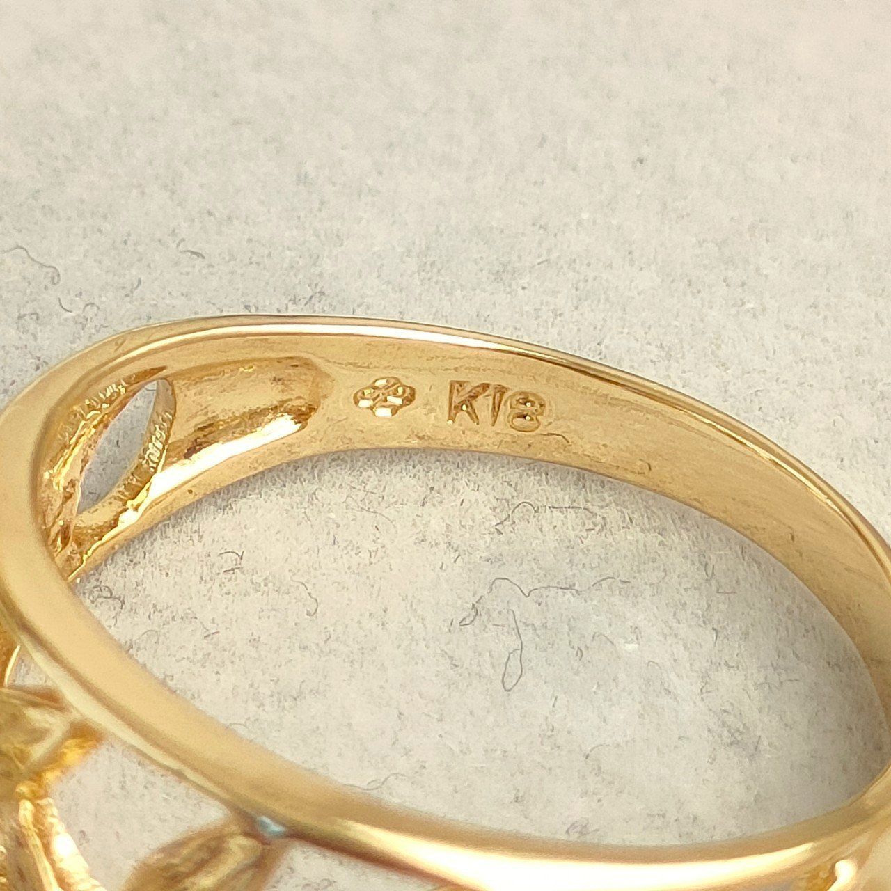 ジュエリーマキ★K18リング＆天然石/ヴィンテージ 18金 K18 ジュエリーマキ デザインリング 2.53g 11～12号 B957