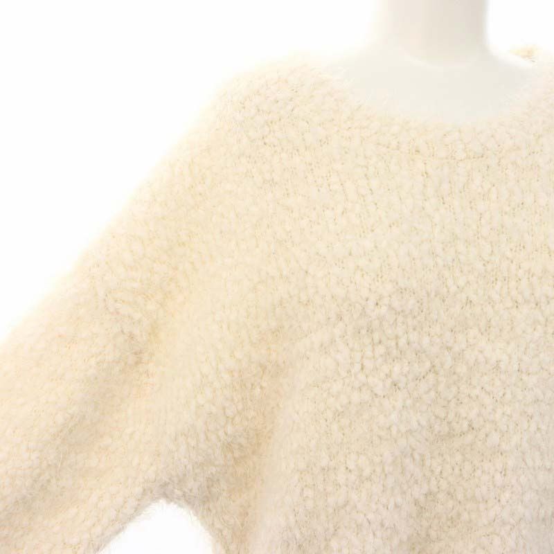 ザラ ZARA シャギークロップドニット セーター 長袖 L 白 ホワイト /AT