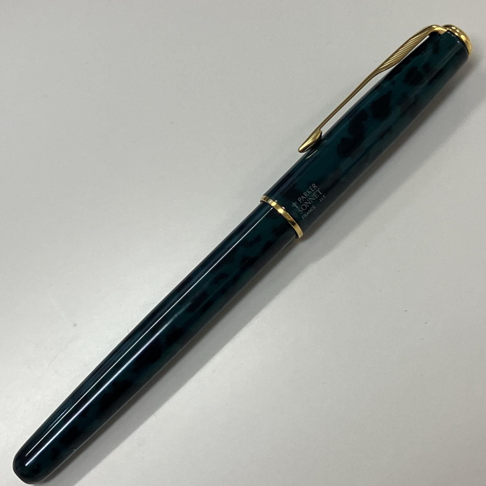 Parker パーカー SONNET 万年筆 グリーンマーブル PARKER刻印
