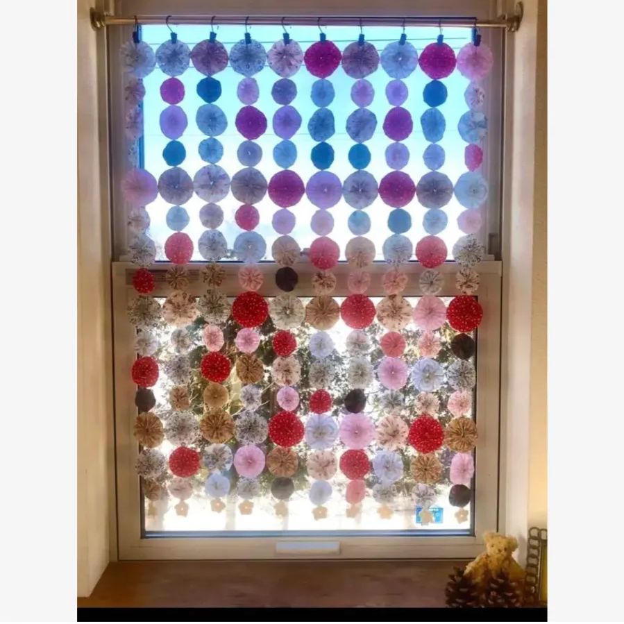 little　のれん ヨーヨーキルトカフェカーテン のれん カバーリング 大サイズ156レース