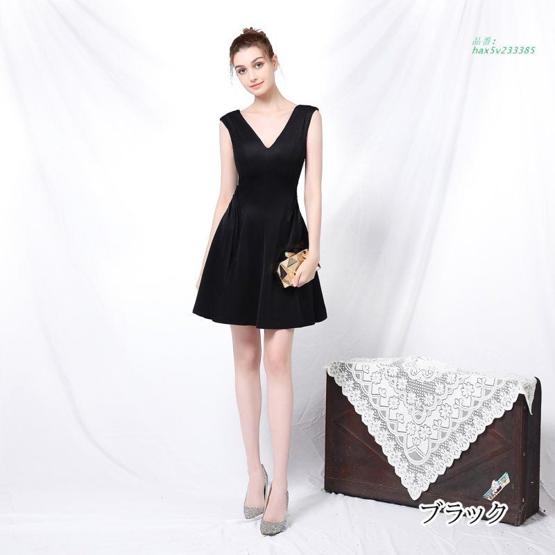 ドレス ミニドレス 袖なし パーティードレス 結婚式 二次会 ファスナー サテン 発表会 演出 ミディアムドレス ワンピース フォーマルドレス 演奏会 hax5v233385