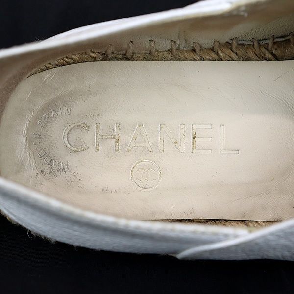 広尾店】シャネル CHANEL エスパドリーユ サンダル スリッポン ココマーク レザー ホワイト×ブラック size40 【13892】 - メルカリ