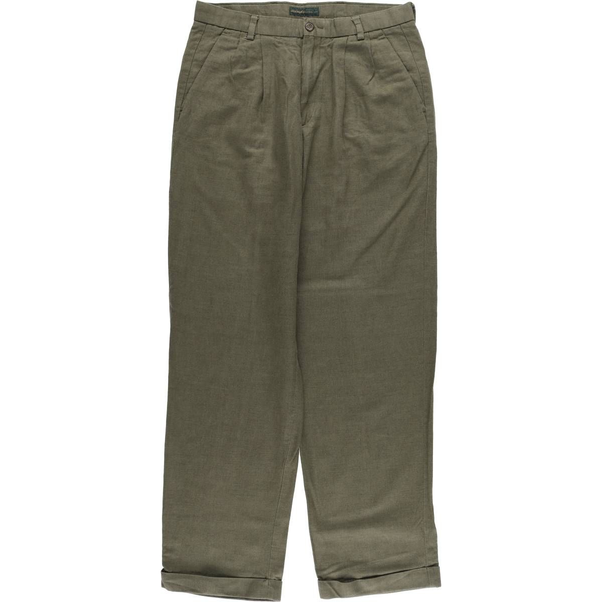 古着 ドッカーズ DOCKERS PREMIUM PLEATED RELAXED FIT ツータック リネンパンツ スラックス メンズw32相当|eaa541324