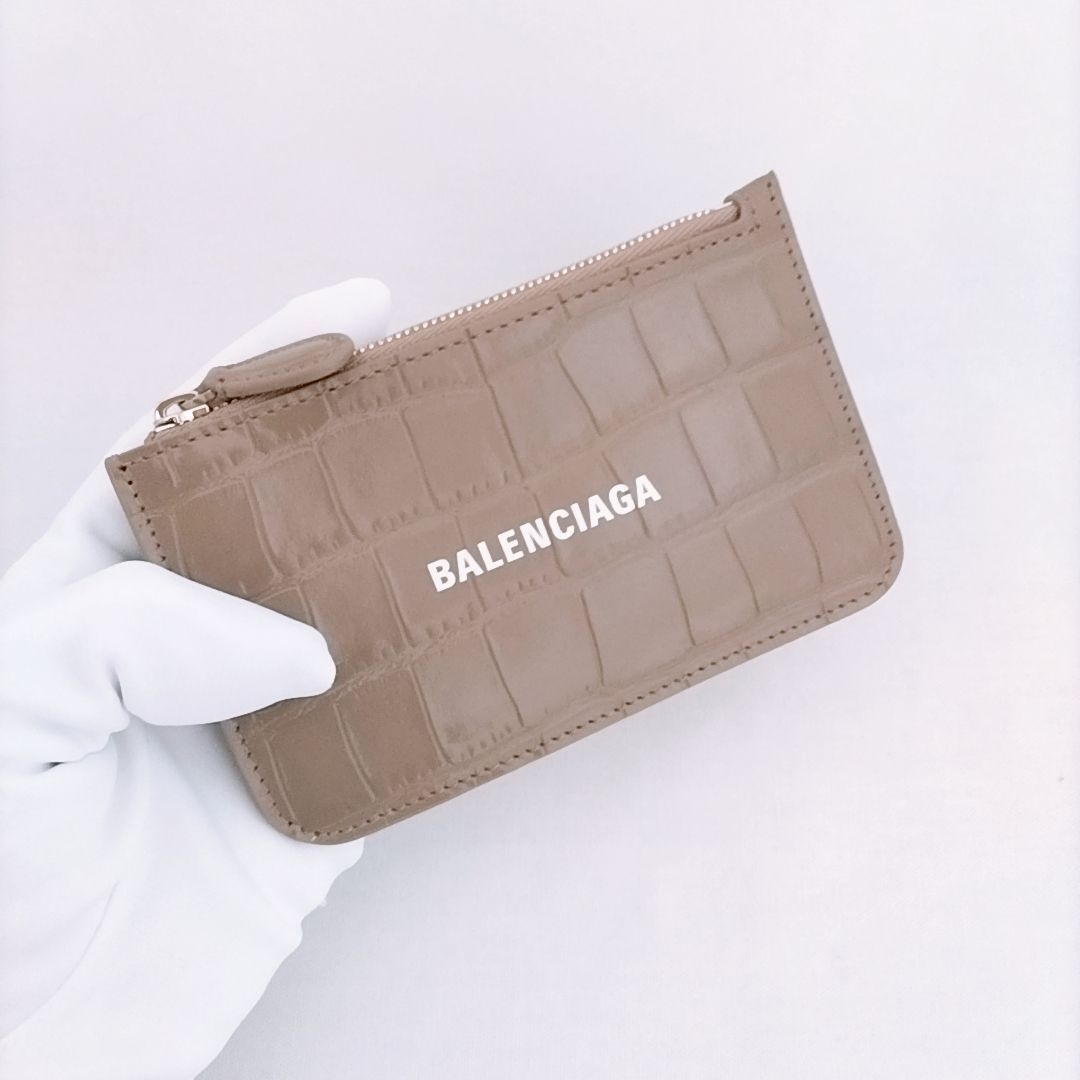 新品未使用】BALENCIAGA CASH コイン＆カードホルダー クロコ型押し  