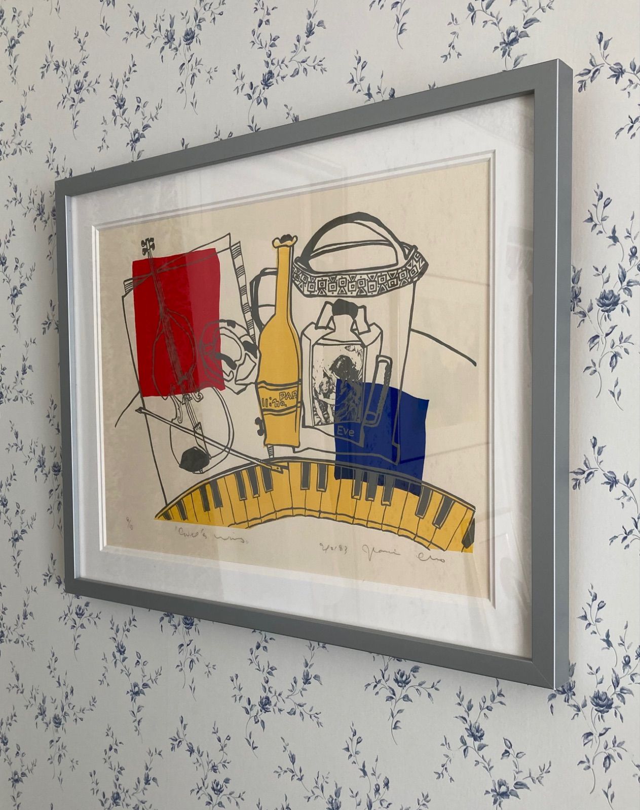 ジニー・キム　版画　限定　サイン、エデション番号有　額入り　蓮　グリーン系 ジニー・キム 版画 限定 サイン、エデション番号有 額入り 蓮