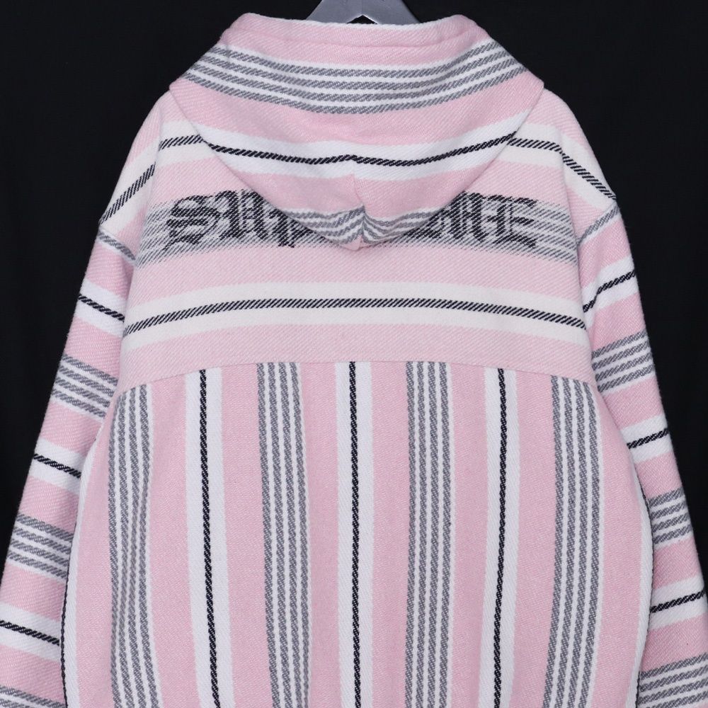 SUPREME 25SS Woven Stripe Hooded Jacket Lサイズ ピンク - メルカリ