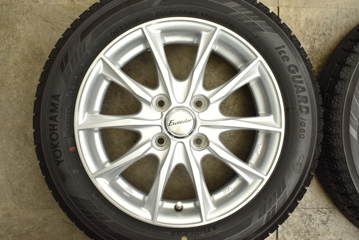 超バリ溝 製 エクシーダー 14in 4.5J 45 PCD100 ヨコハマ アイスガード iG60 155 65R14 N-BOX スペーシア ワゴンR デリカミニ FFCRYSTALESIA_COM