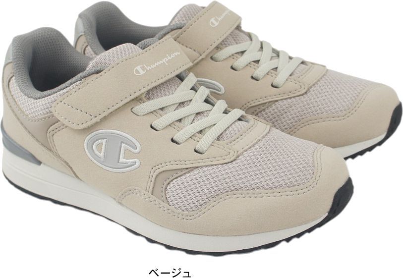 チャンピオン スニーカー キッズ ジュニア 歩きやすい 履きやすい 疲れない 2E マジックテープ 軽量 おしゃれ J306 通学 男の子 女の子 子供 小学生 中学生 運動靴 シューズ 靴 ahcpnj306 ベージュ