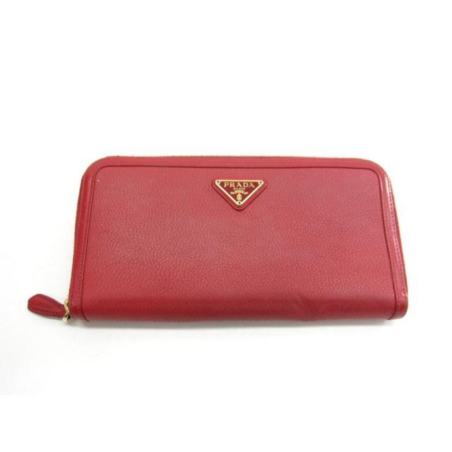 PRADA プラダ 1ML506 レディース ラウンドファスナー 長財布 赤 レッド