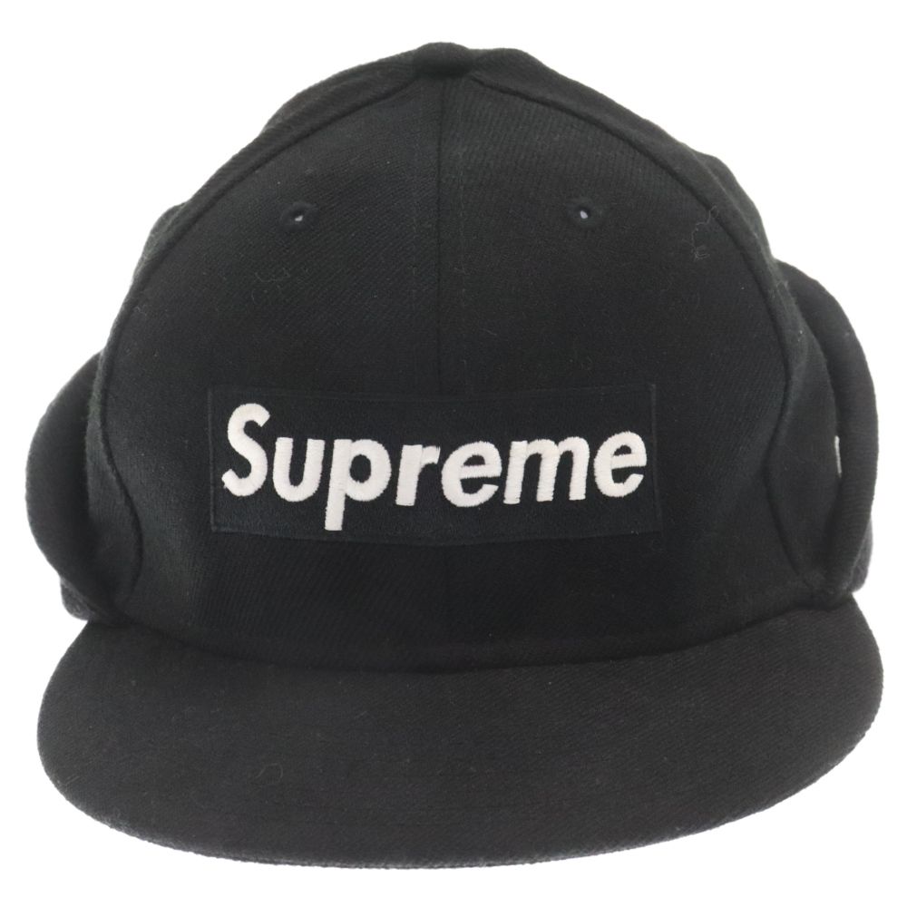 【えかゆ】NEW ERA イヤーフラップ付きボックスロゴキャップ 59FIFTY ボックスロゴ ブラック × ホワイト | ニューエラ