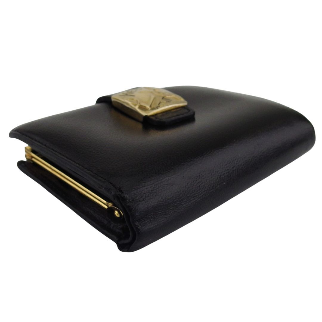 【美品】サンローラン 二つ折り財布 ブラック クロコ YSL ゴールドロゴ 極美品✨イヴサンローラン 二つ折り財布 YSL ゴールド金具 ロゴ