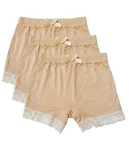 3点セット（ベージュ）_130 [eigenn] 子供用 女の子 パンツ 3点セット ボクサーパンツ インナー ボクサー キッズ ジュニア 肌着 純色 リボン ガールズ 子供 ショーツ コットン 幼稚園 保育園 (3点