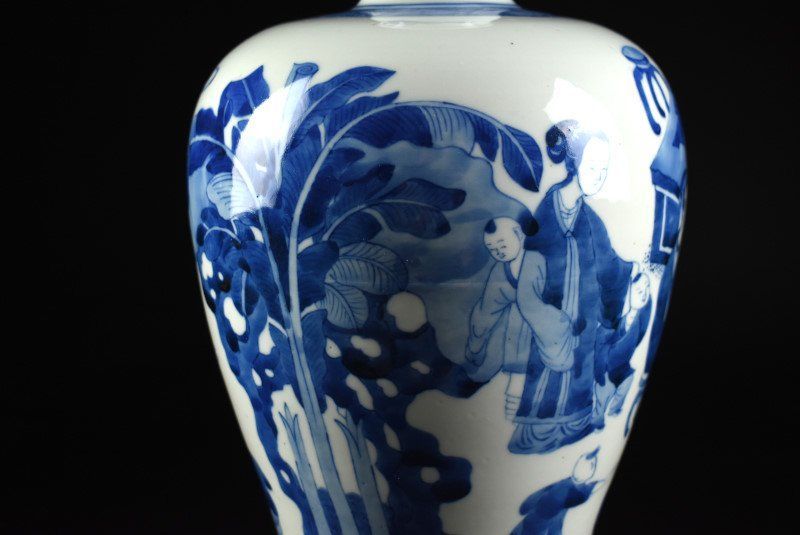 中国古美術　清時代染付人物梅瓶 F-004 蔵A4540】中国古美術 康熈染付 梅瓶 清朝 - メルカリ