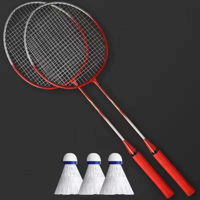 2本 セット】 バドミントン ラケット 赤 レッド シャトル3個
