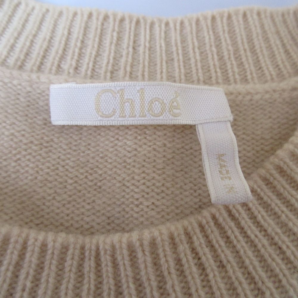 Chloe - 美品 21AW Chloe クロエ カシミヤ100％ クルーネック パフスリーブ プルオーバー ニット セーター XS ベージュ レディース 古着 中古 USED 美品 21AW Chloe クロエ カシミヤ100％ クルーネック