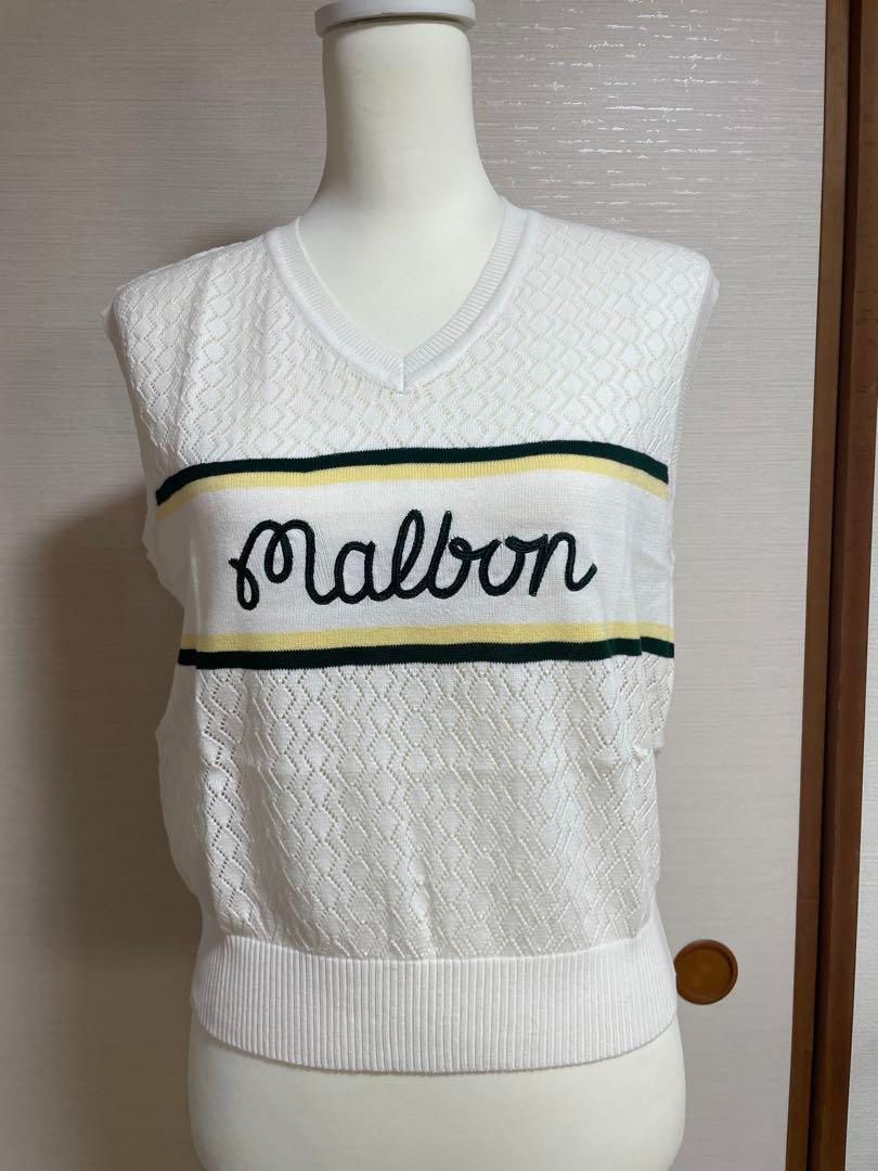 新品】malbon マルボン ニットベスト☆ノースリーブ☆レディース白 M