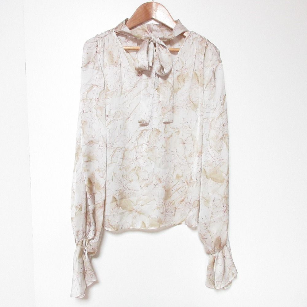 美品】ギャザーボウタイブラウス ノーブル ブラウス 美品】NOBLE