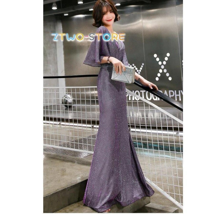 パーティードレス ロング丈 結婚式ワンピース 40代 フ 袖 フォーマルドレス ウエディングドレス お呼ばれ 二次会 披露宴 謝恩会 上品 おしゃれ 着痩せ0217CYB88 登場