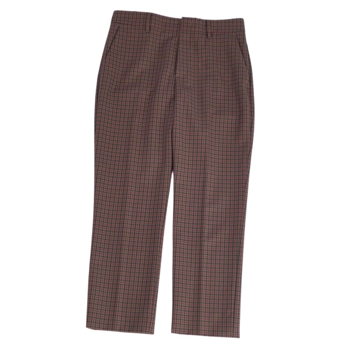 美品 プラダ PRADA パンツ ロングパンツ スラックス 千鳥格子 ウール  