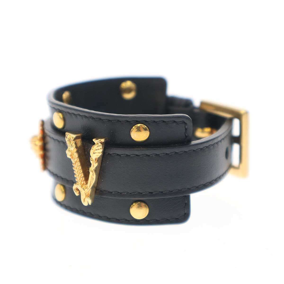 VERSACE ヴェルサーチ メデューサチャーム レザーブレスレット ブラック