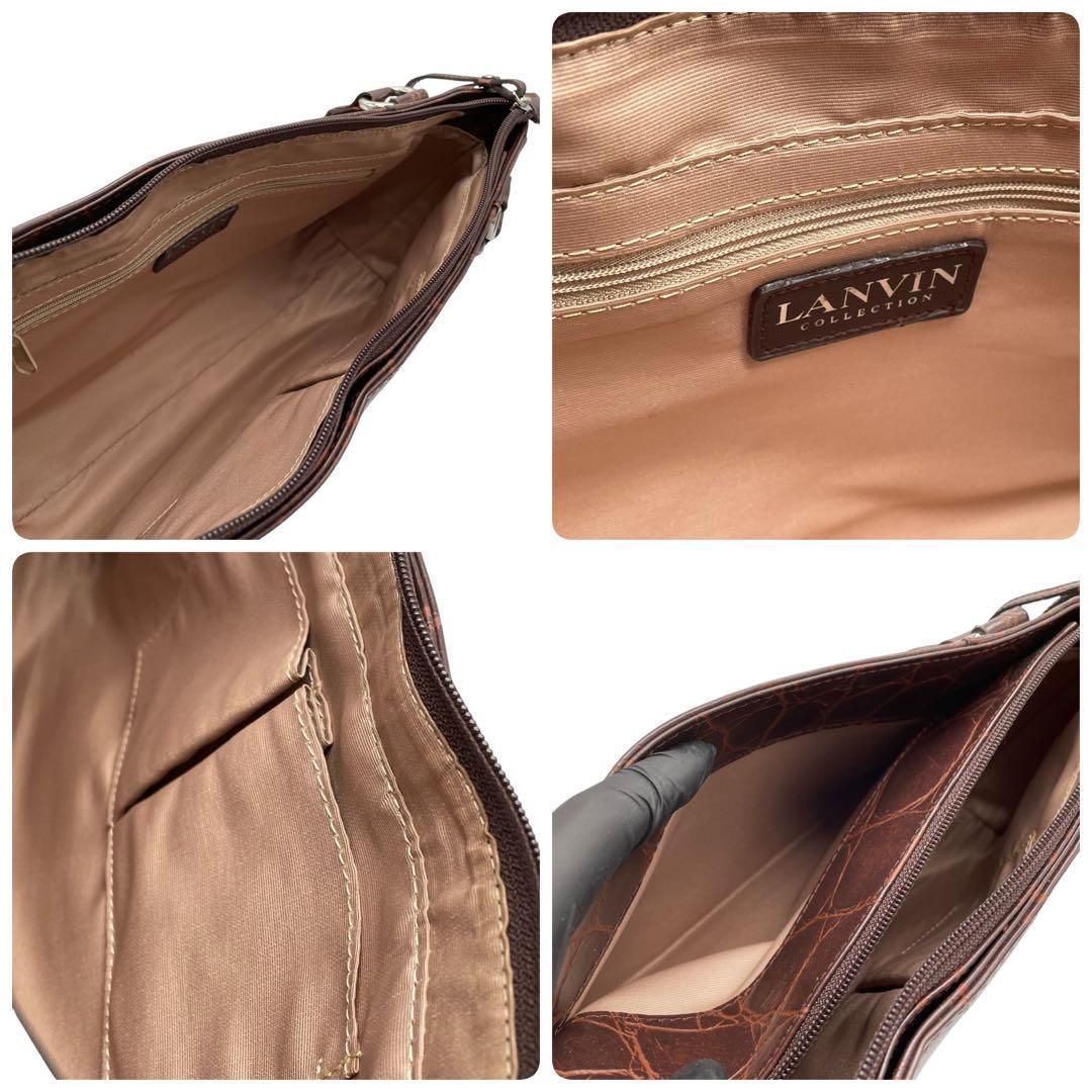 美品 LANVIN collection ランバン クロコ型押し ハンドバッグ