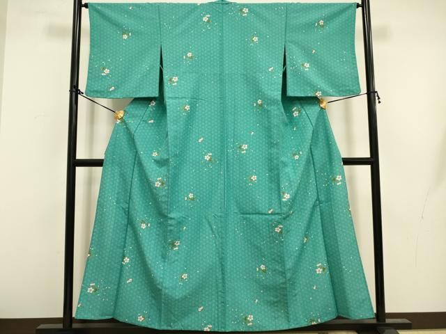 平和屋着物▽小紋 単衣 琉球絣文様 洗える着物 AAAU1150iu 平和屋着物