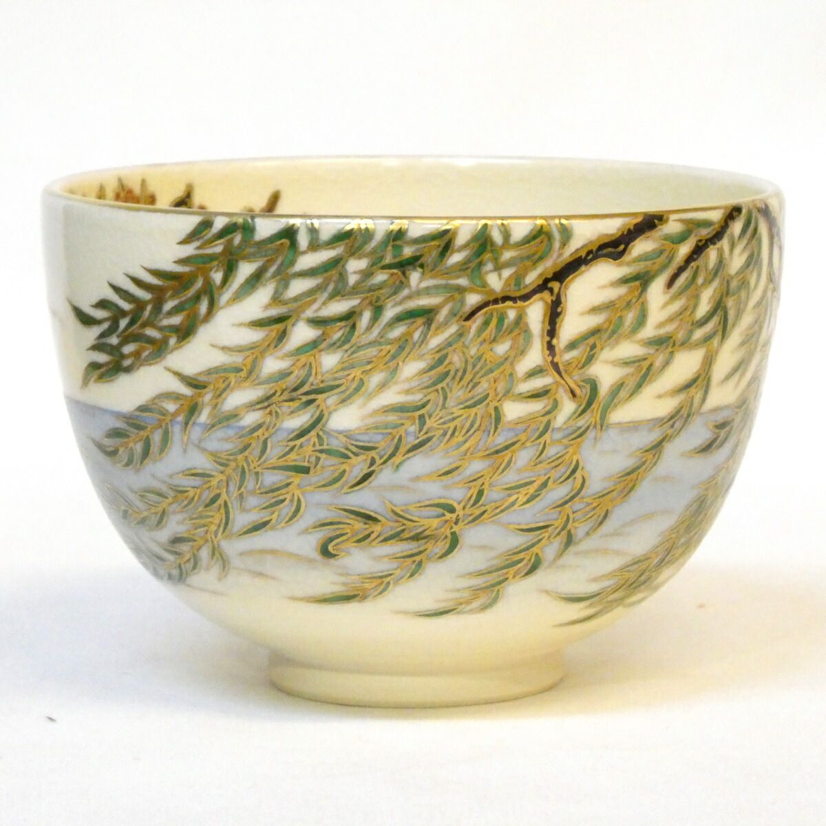 八月の特売品 清閑寺窯 三代 杉田祥平作 色絵松籟の海画茶碗 茶道具