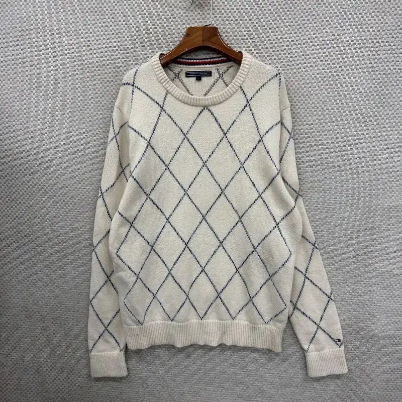 【美品！】TOMMY HILFIGER　 アーガイル　コットンセーター 　M トミーヒルフィガー 90s オールド フラッグタグ アーガイル柄 長袖