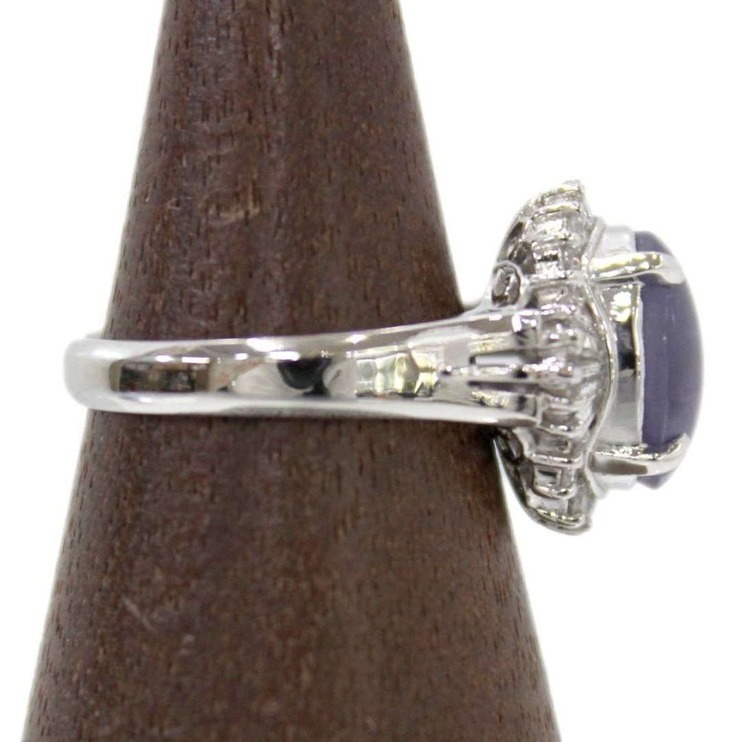 Pt900/プラチナリング 天然スターサファイア3.63ct ダイヤ0.43ct 刻印 