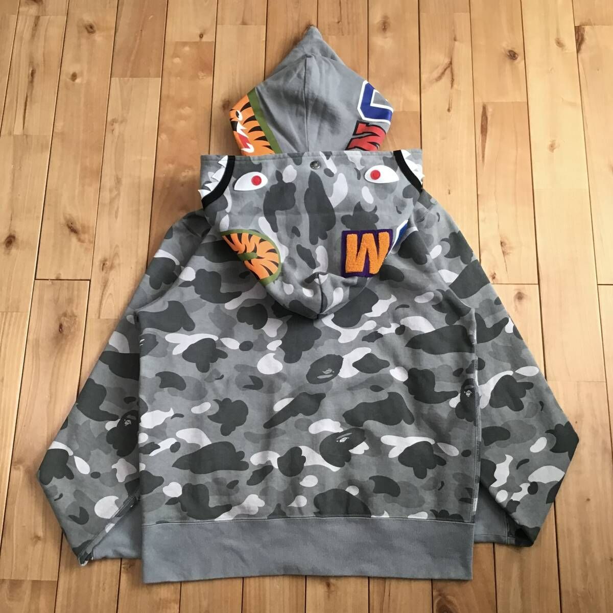 Color camo gray ダブル シャーク パーカー Mサイズ Double shark full