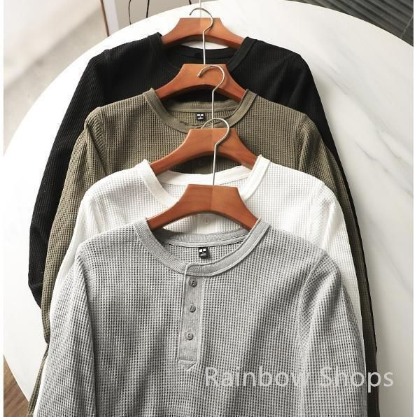RRL ワッフル サーマル ヘンリー ロンT シャツ 希少 RRL ワッフル サーマル ヘンリーネック シャツ Lサイズ