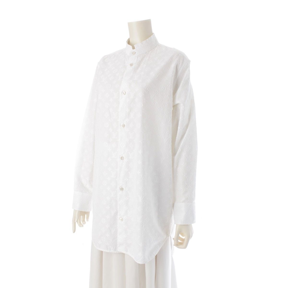 ルイヴィトン 24AW コットン ジャガード ロング 長袖シャツ ブラウス RM242WW AQV FRTP11 ホワイト 34