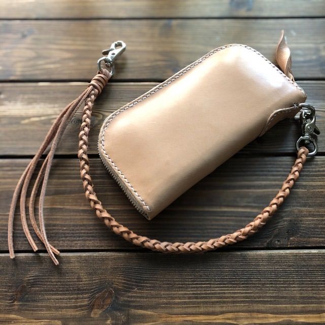 本革 ヌメ革編み込み ウォレットチェーン】 - yc_leather.craft - メルカリ