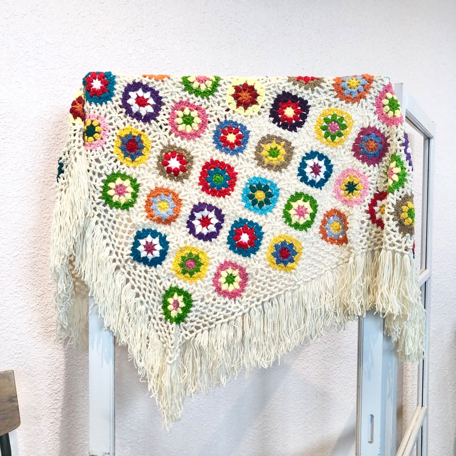 モチーフ編み マルチカバー 手編み ブランケット カラフル グラニー