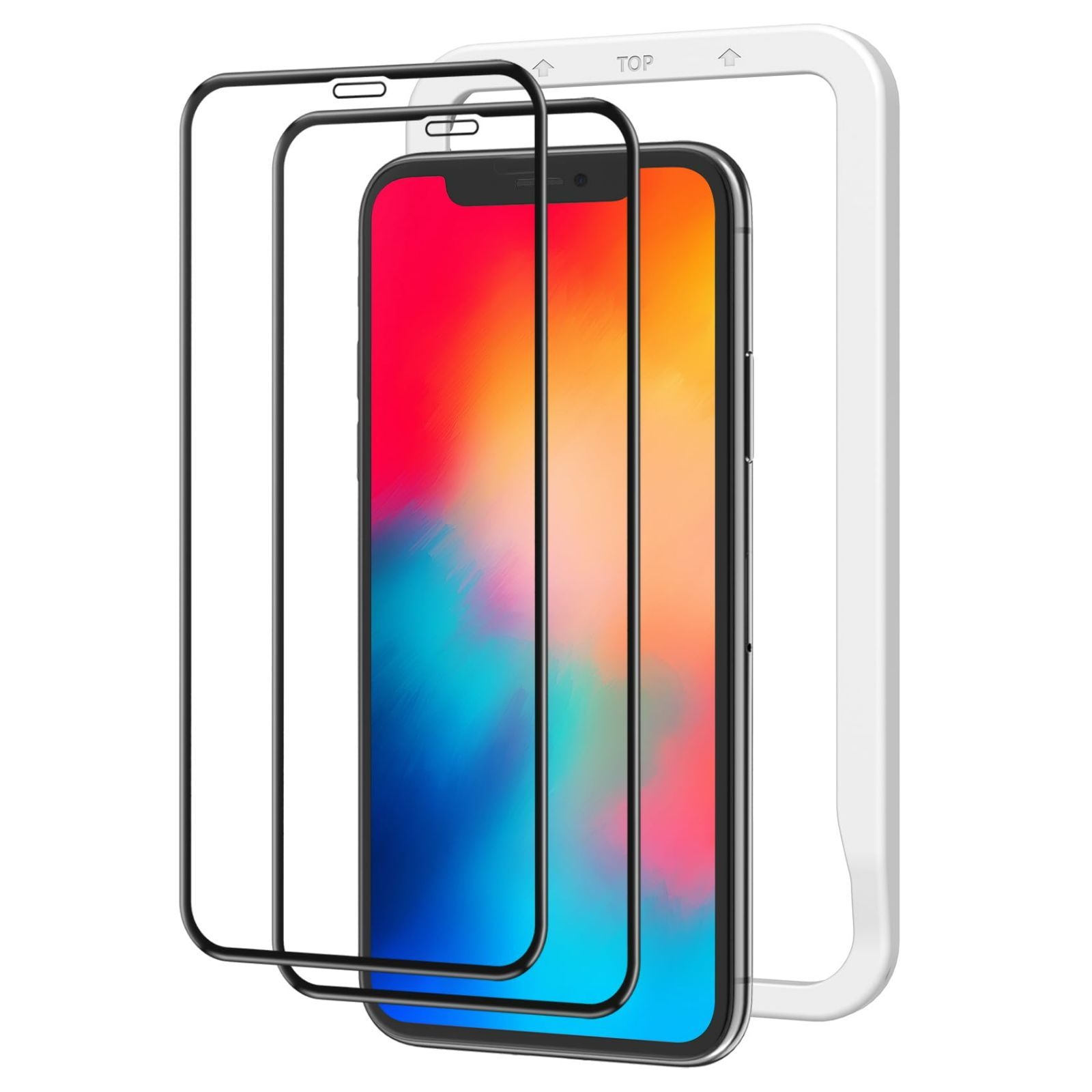 【数量限定】用 iPhoneX Xs iPhone11Pro 用 ガラスフィルム 画面 フィルム 全面保護 ガイド枠 2枚セット NIMASO NSP18H14